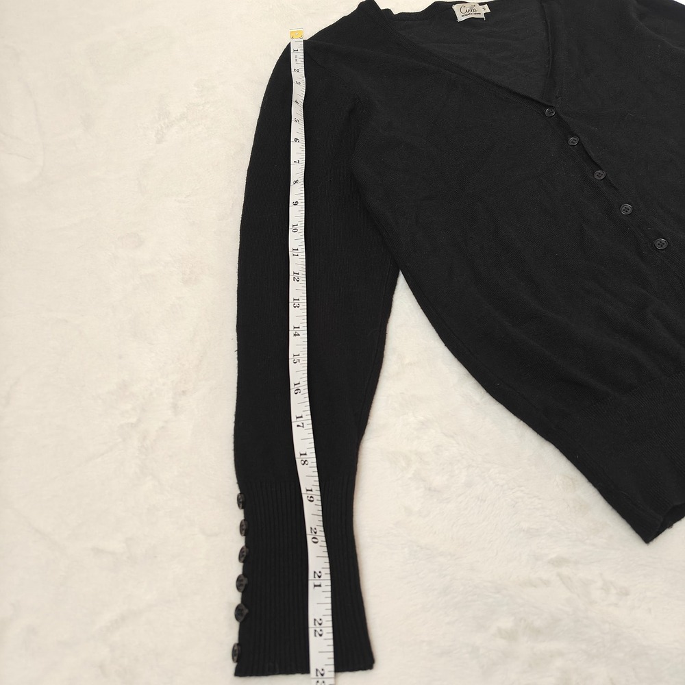 Cielo Womens Cardigan Sweater Black Knit Button Front Medium Minimal Long Sleeve - Picture 5 of 7